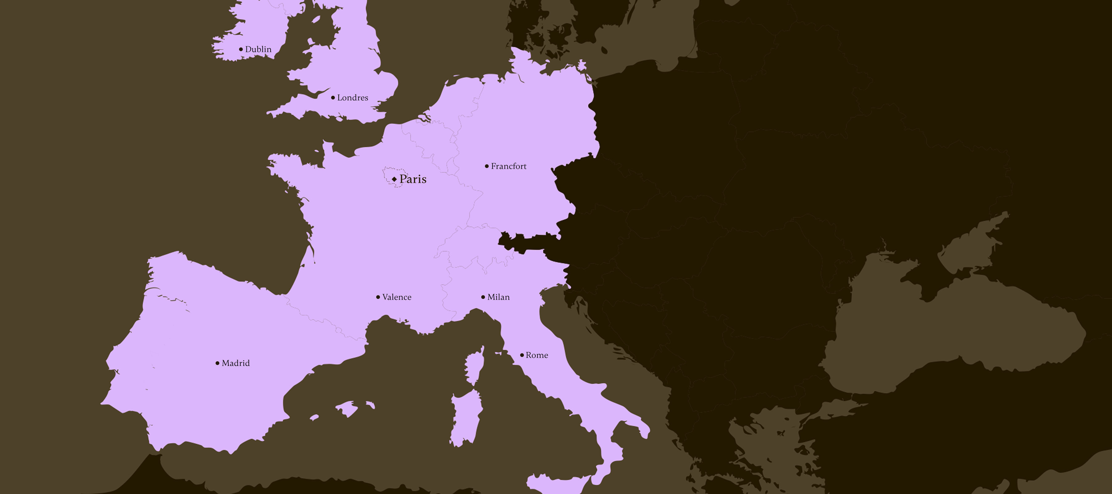 Carte des implantations européennes de Ronn Square